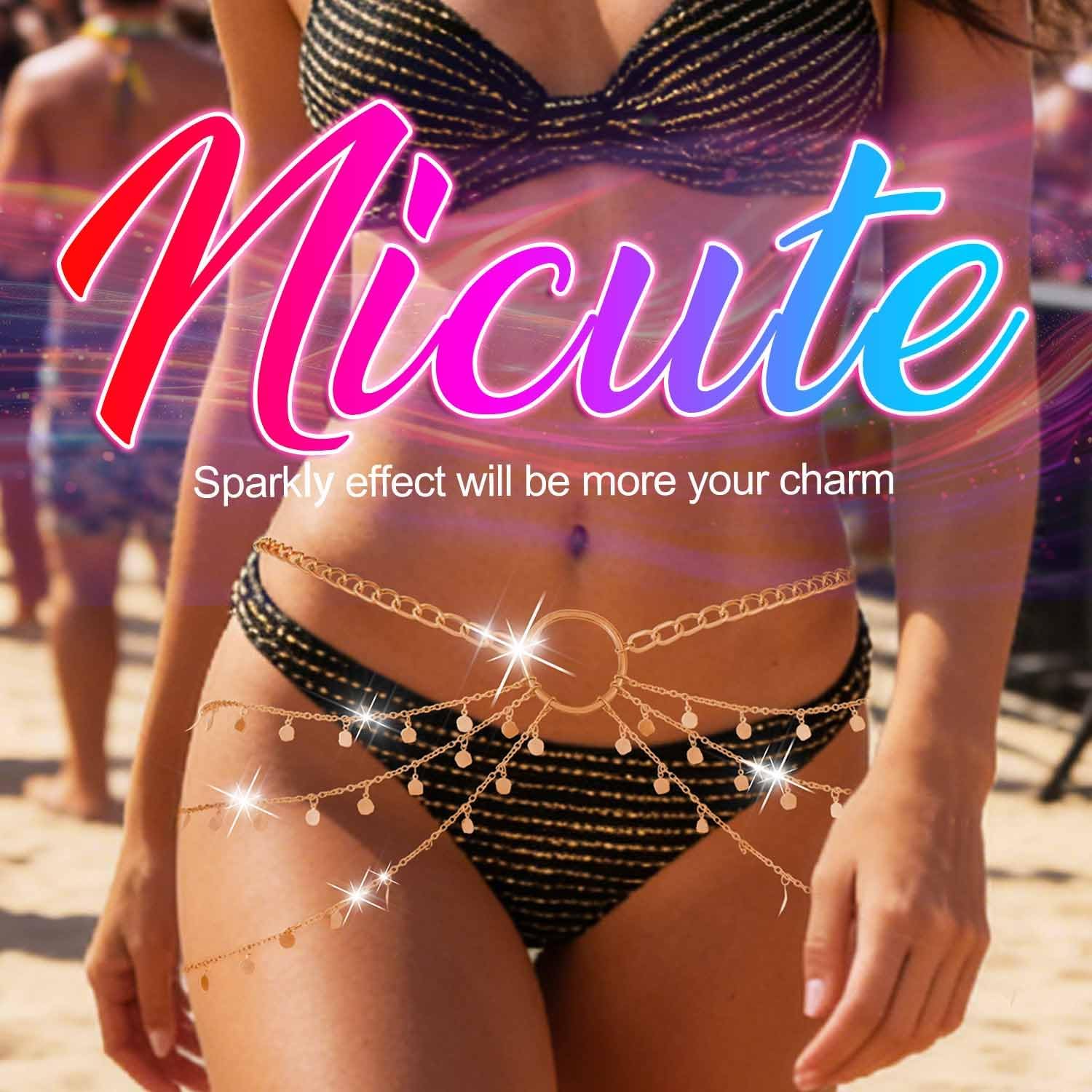 Nicute Gold Chain Belt Layered Sequin Waist Chain Body Chain Jewelry for Women - Image 4