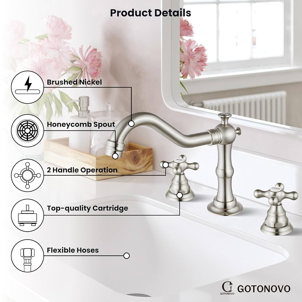 Amazon | gotonovo 浴室用蛇口 3穴 8インチ ワイドスプレッド