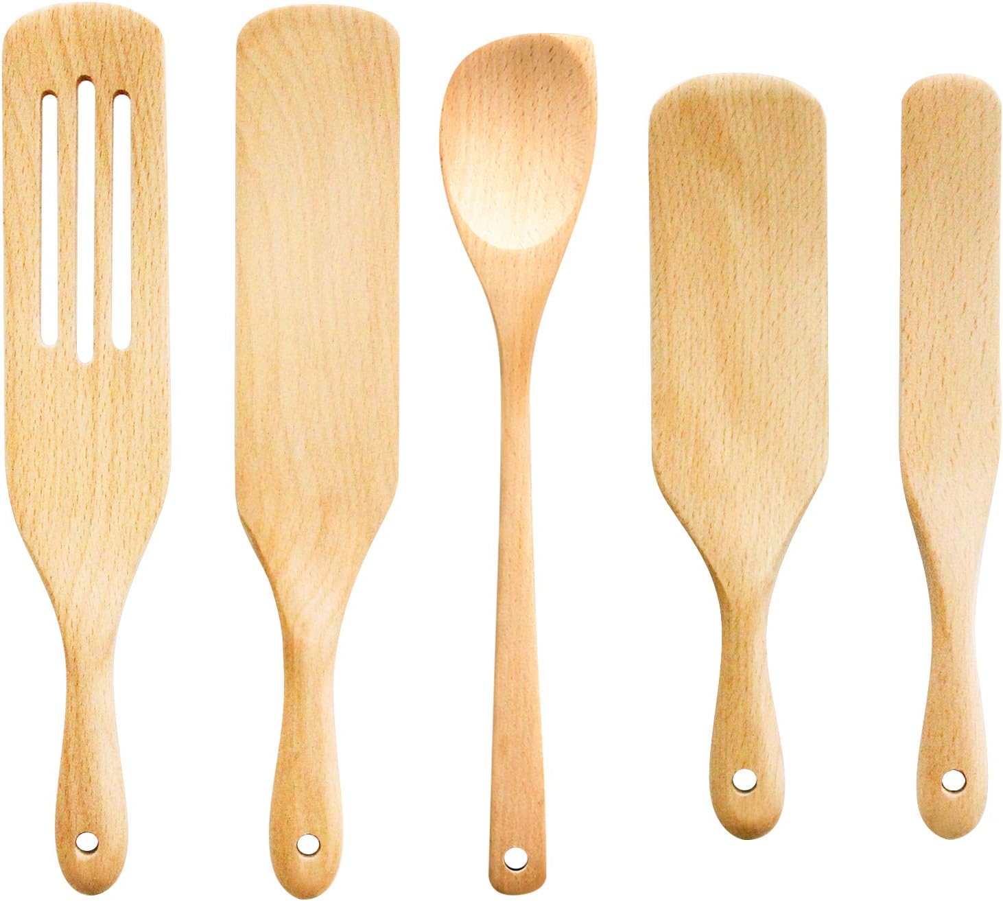 Amazon Com Wooden Spurtle Kitchen Tools 5pcs Wooden Cooking Utensils Natural Beech Spatulas For Cooking Set Wooden Spoon For Cooking Slotted Spurtles Sets For Stirring Mixing Kitchen Dining