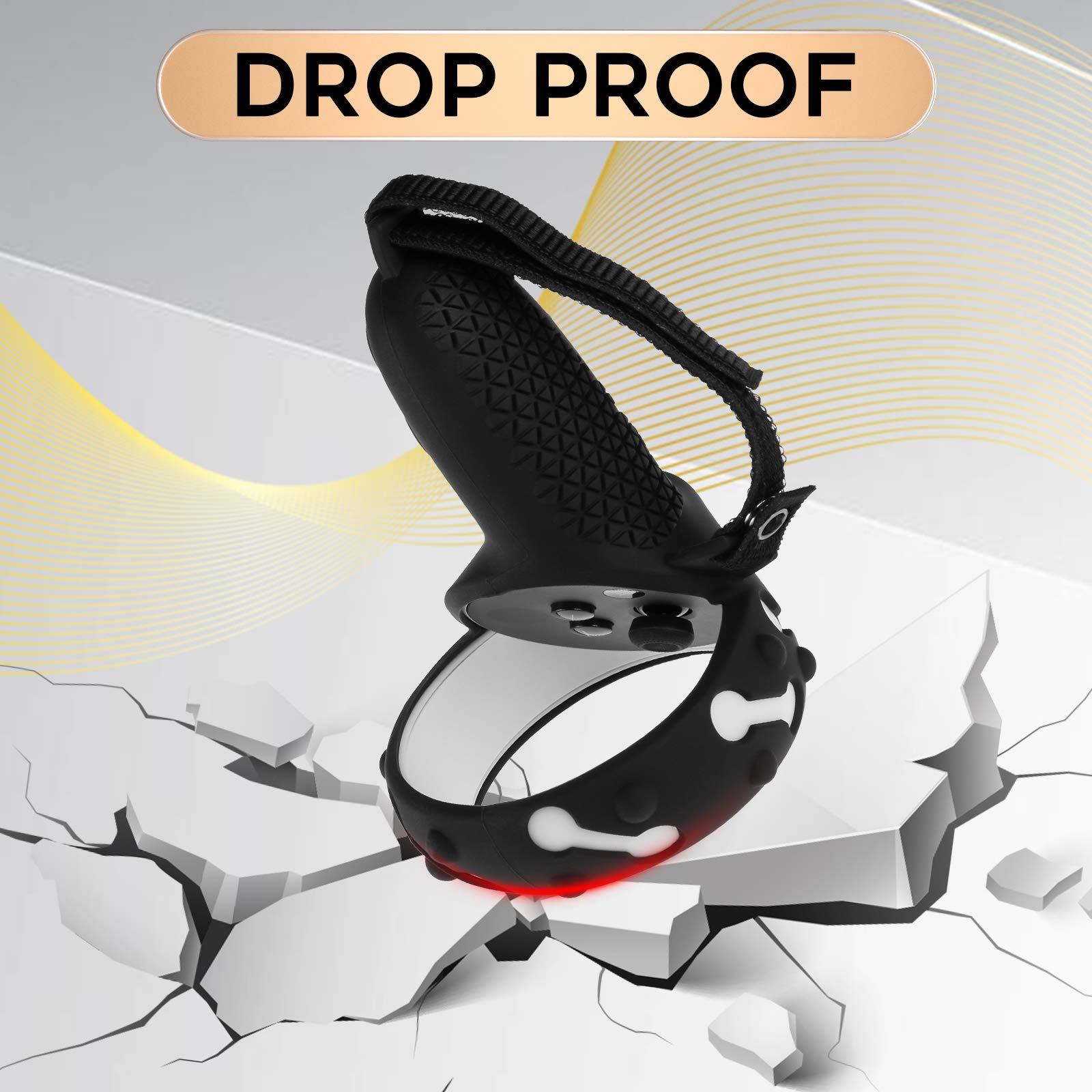 (1 Pair)  Silicone Controller Cover Compatible for Quest 2, Anti-Throw Soft Protective VR Gaming Headset Handle - Black 4