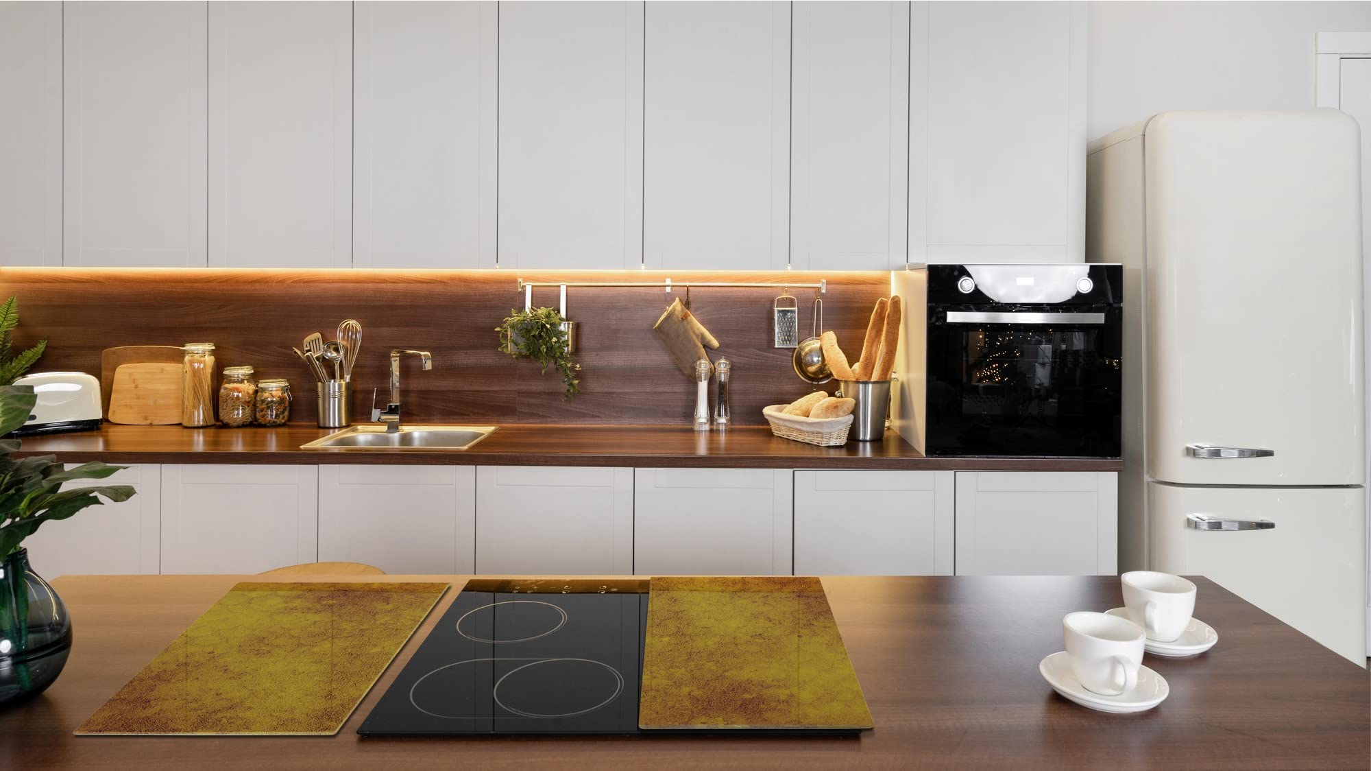 Planche de cuisine en VERRE trempé – Planche à découper en verre – Couvre-plaques de cuisson – UNE PIÈCE (60x52 cm) ou DEUX PIÈCES (30x52 cm chacune); D26 Textures et tuiles 2 Série