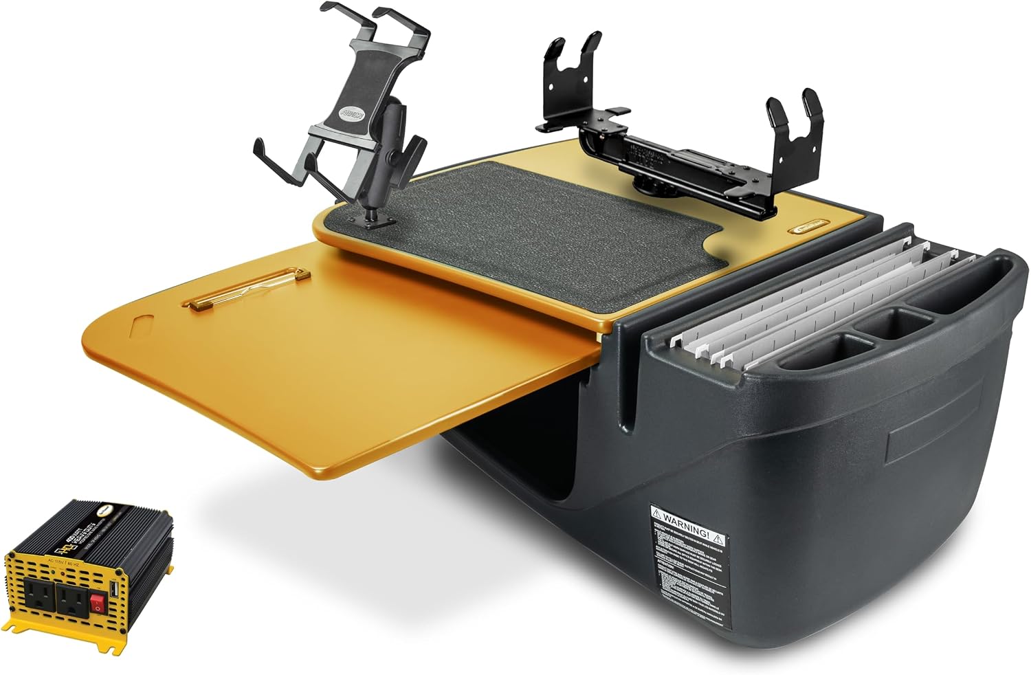 AutoExec GripMaster Car Desk for Your Vehicle Workstation and Mobile Office, Sunset Orange, with 400 watt Power Inverter,Tablet Mount and Printer Stand