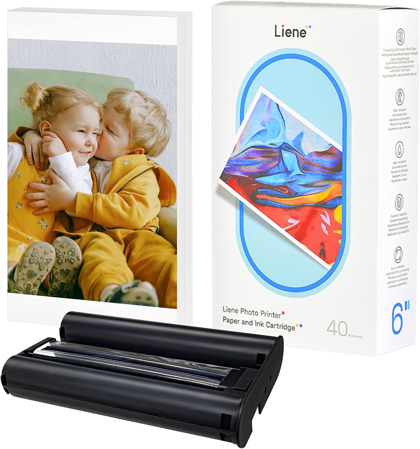 Liene 4x6'' Photo Printer 40 Sheets Photo Paper