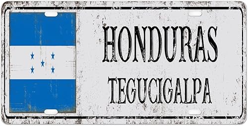 Placa de matrícula frontal con bandera de Honduras, bandera nacional, ciudad de Tegucigalpa, placa decorativa de automóvil de 6 x 12 pulgadas,