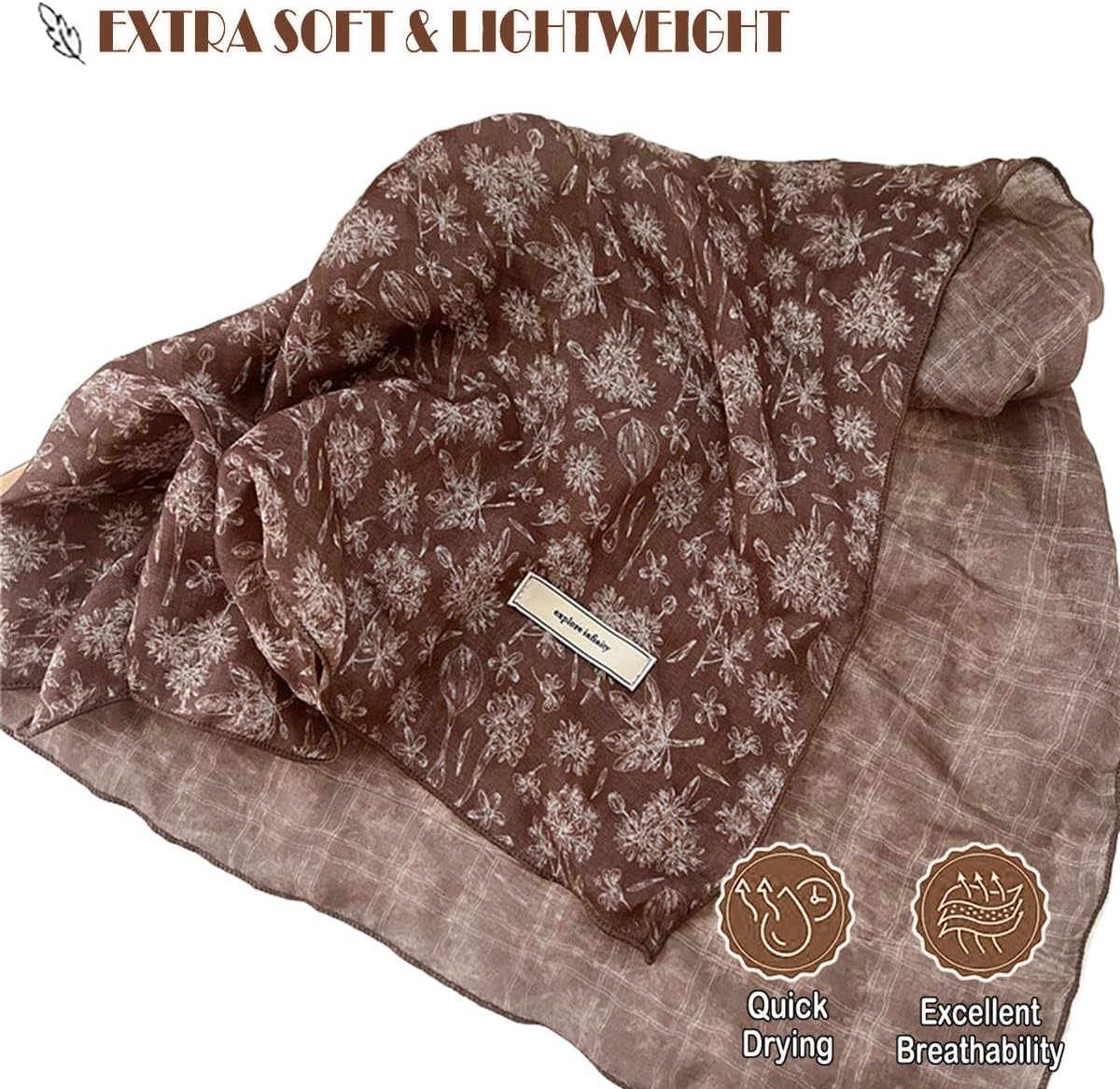 Retro Style Large Cotton Blend Hair Bandana Headband, Head Wrap, Hair Neck Scarf for Women 24 x 24 inch - Image 6