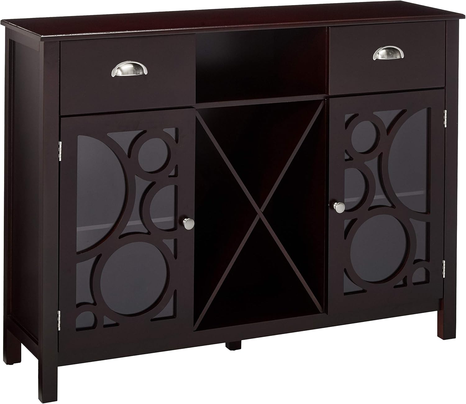 Kings Brand Jamestown Wood Buffet Server Storage Sideboard Wine Cabinet, Cherry