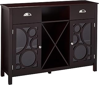 Kings Brand Jamestown Wood Buffet Server Storage Sideboard Wine Cabinet, Cherry