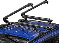 BougeRV Lockable Ski & Snowboard Roof Rack - Sliding Extension 28" Fits 6 Ski Pairs or 4 Boards, Crab Mount for Square/Aero/Oval Bars