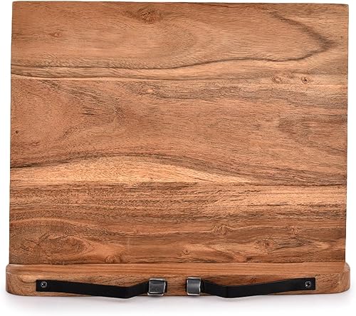 Miniatura 2 de NIRMAN Soporte de madera de acacia para libros de lectura de ángulo ajustable para libros de texto, recibos, libros de música, tableta, para hogar,