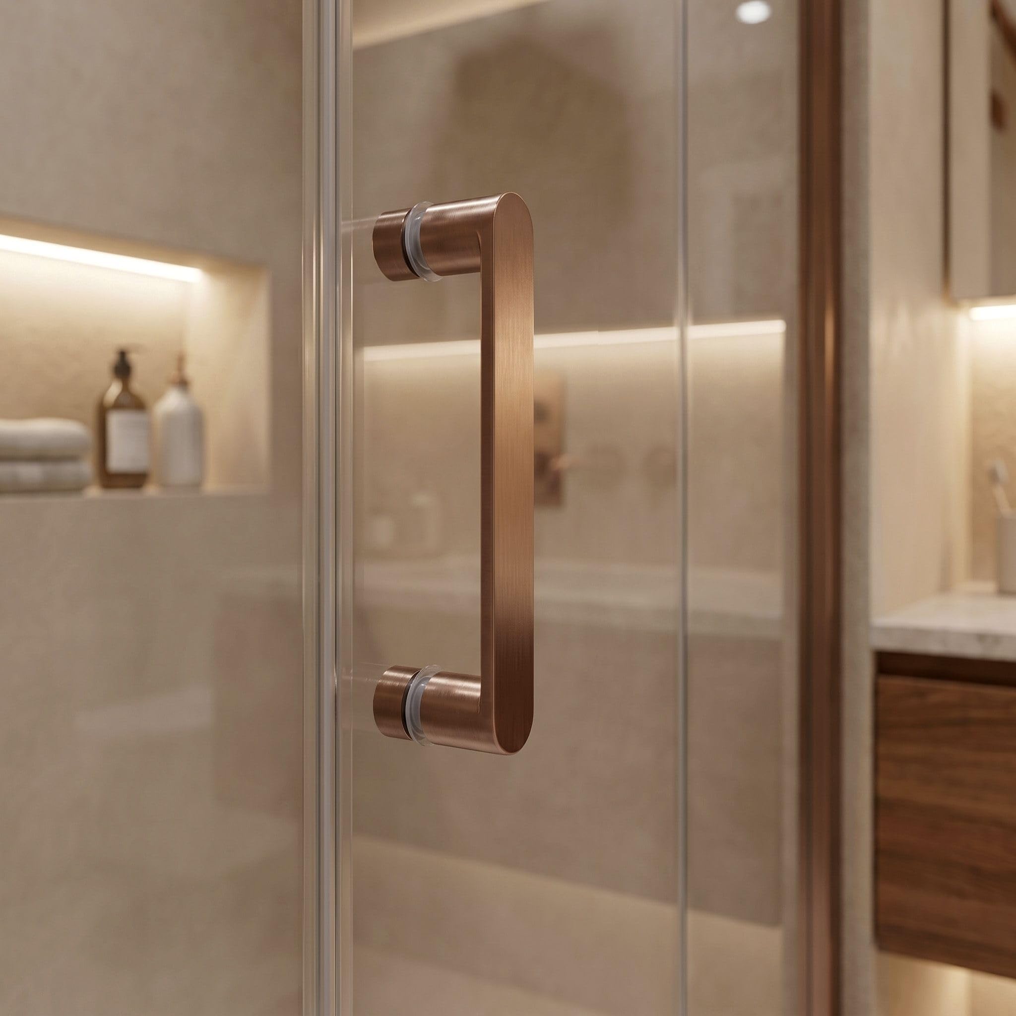 Rea - Mampara de ducha Rea Bruno 100x80 Cepillo Cobre - 78,5 x 98,5 x 195 cm