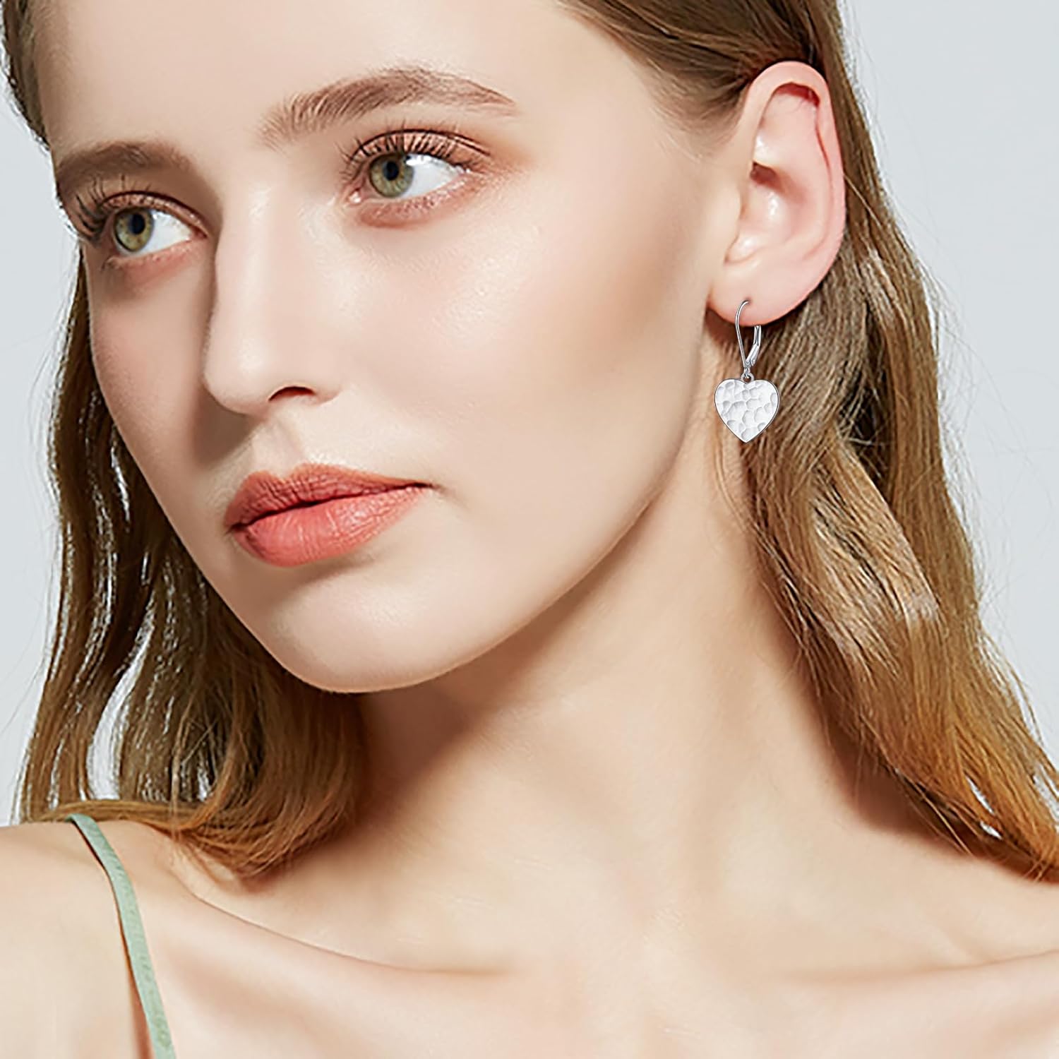 Valentines Day Gifts S925 Sterling Silver Heart Dangle Drop Leverback Clasp Lever back Earrings for Women Jewelry - Image 2