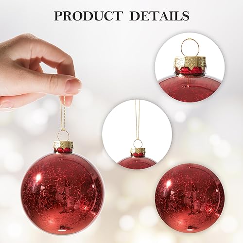 Miniatura 79 de DN DECONATION Deep Red Glass Christmas Ornaments, Set of 9, 3.15' Hanging Christmas Baubles for Xmas Tree Decoration, Wedding Party Gift