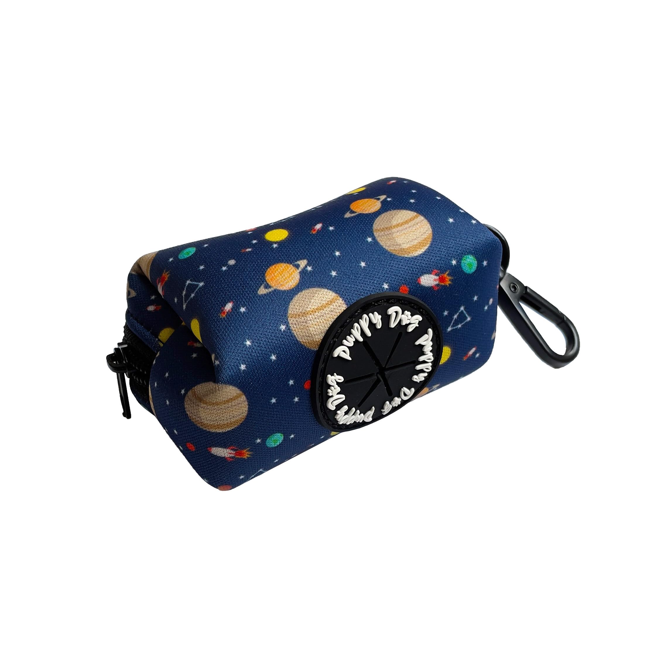 Dispensador Bolsas Caca Perro - Porta bolsas de Tela para Correa de Perro - Accesorio Mascotas Correa (No incluye bolsas higiénicas) (Galaxia)