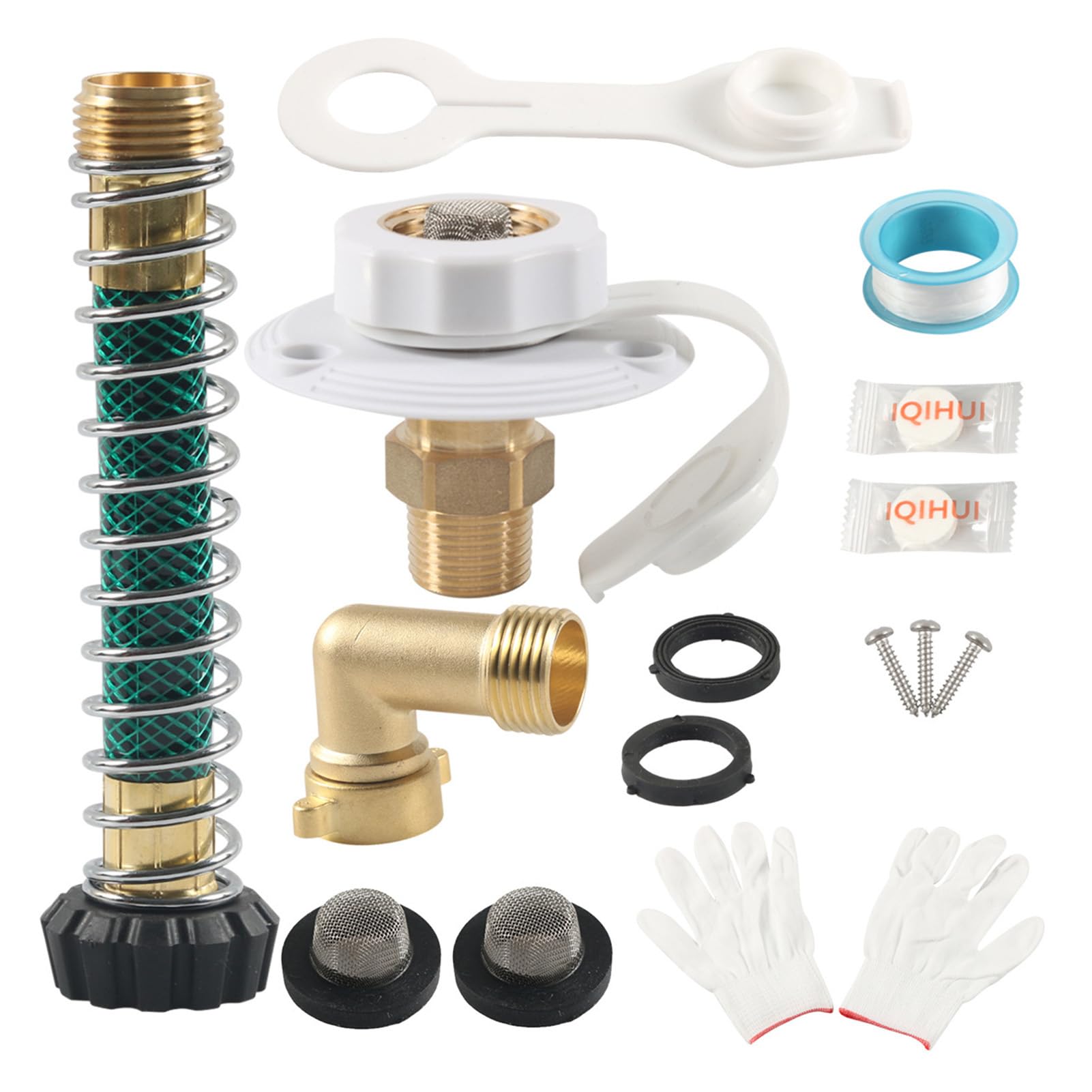 Kixzsaz White Premium Rv City Water Inlet Connection Built In Brass Check Valves And Unmatched Hose Elbow Improve Rv Experience Convenient Hose Elbow With Flange,