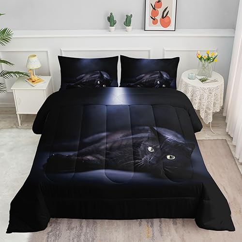 Miniatura 7 de Datura home Juego de edredón de caballo negro con estampado de caballo oscuro, juego de ropa de cama con 1 edredón y 2 fundas de almohada para