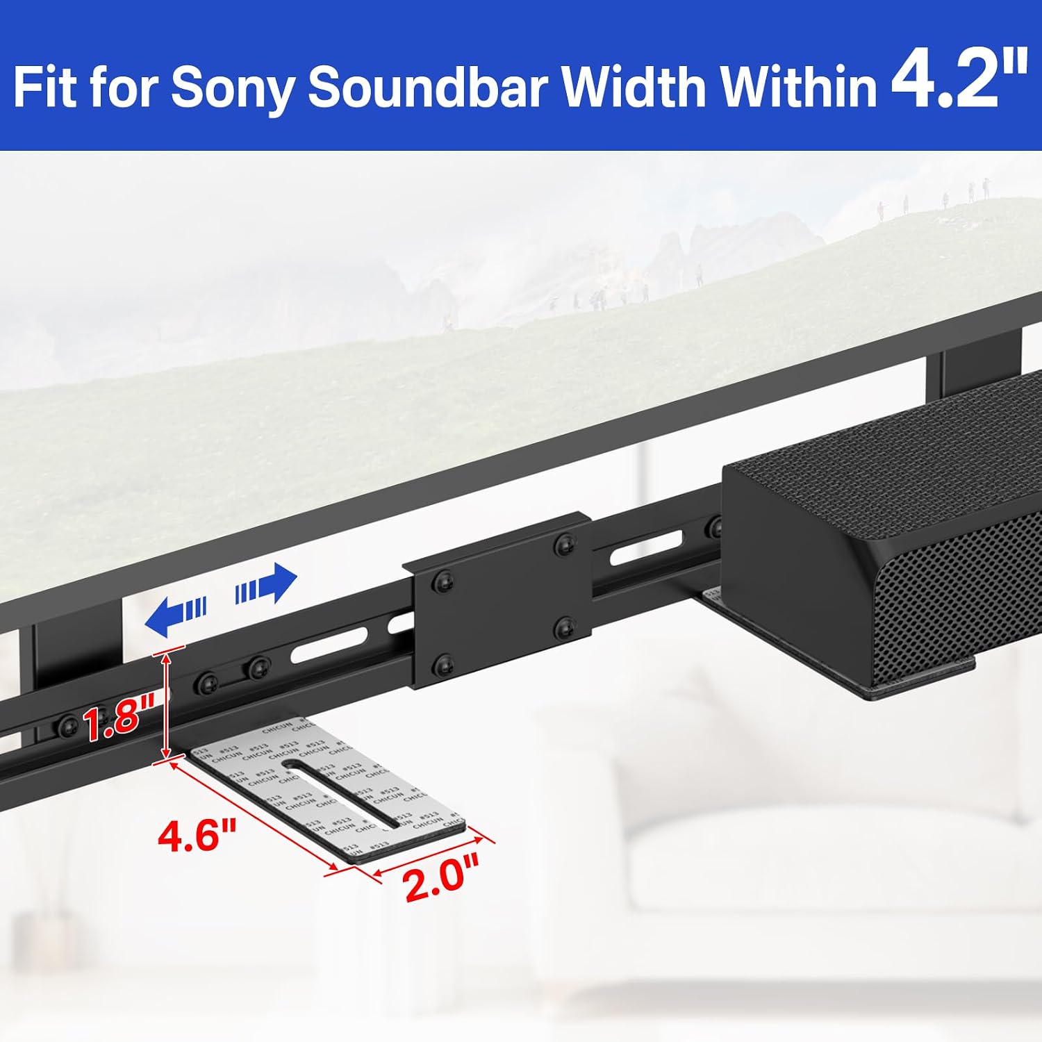 Sound bar TV Mounts for Sony Soundbar TV Mount with Remote Holder - 13" Adjustable Height for Sony Soundbar Mounting Bracket Hold 35Lbs for Space Saving