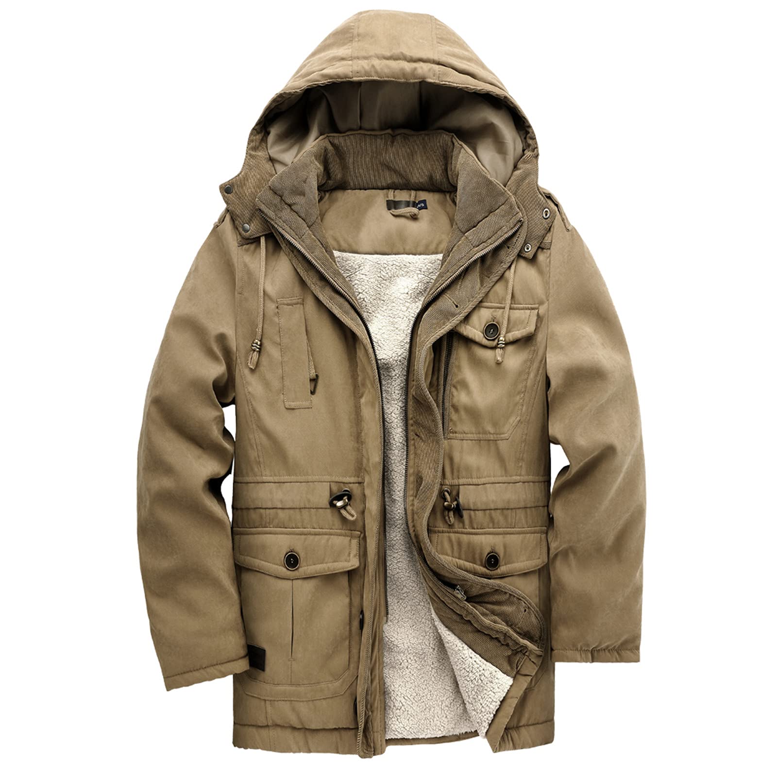 Buy Men Coat Jacket Winter Stylish Lamb Velvet Hooded Cotton