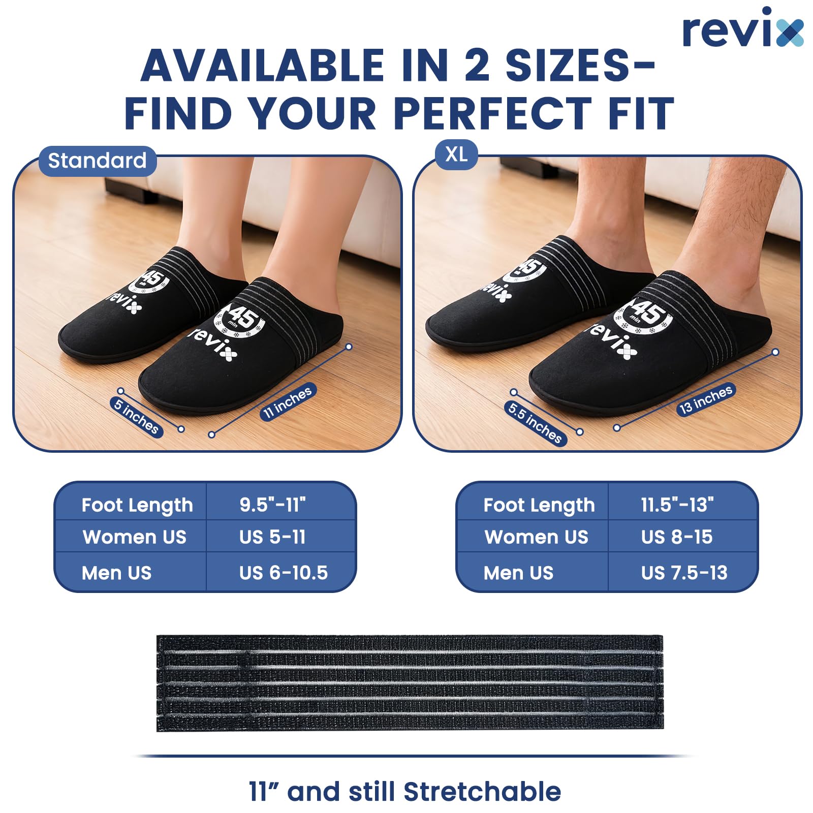 REVIX Chaussons glace pied 45 min, gel Ice Grid réutilisable, XL