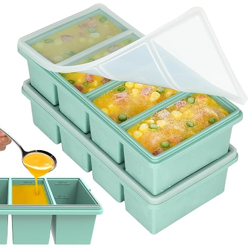 Silicone Freezer Trays with Lids, 1-Cup Soup Container Style Ice
