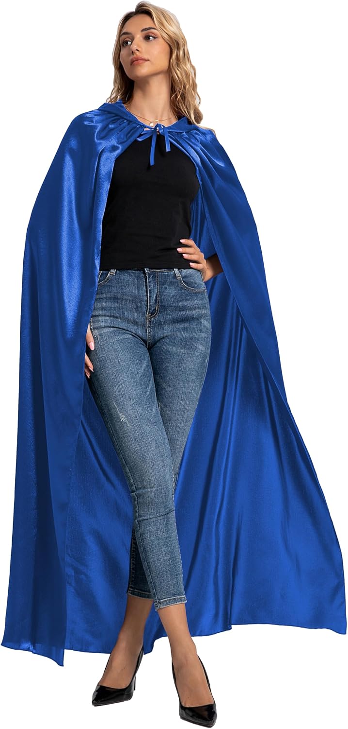 Dreamture Unisex Adults Hooded Cloak, Halloween Christmas Robe Hooded Cape Witch Wizard Cosplay Costumes for Men Women
