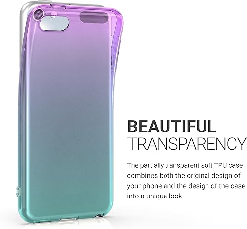 Miniatura 2 de kwmobile Funda transparente compatible con Apple iPod Touch 6G  7G (6 y 7 generación), carcasa trasera de TPU, bicolor violeta, azultransparente