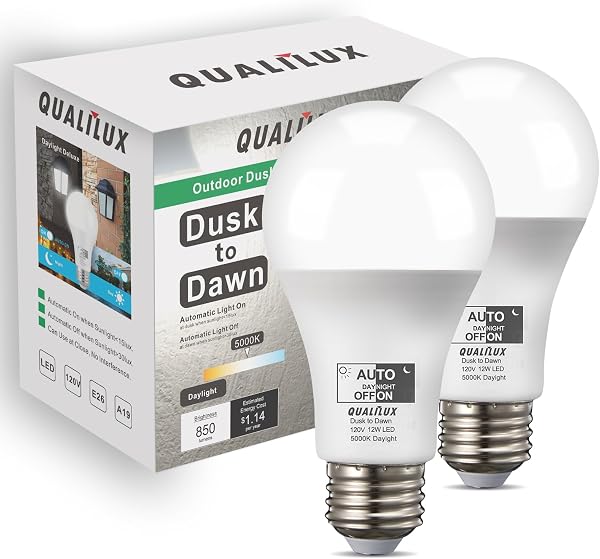 Qualilux Dusk to Dawn Light Bulbs, Outdoor