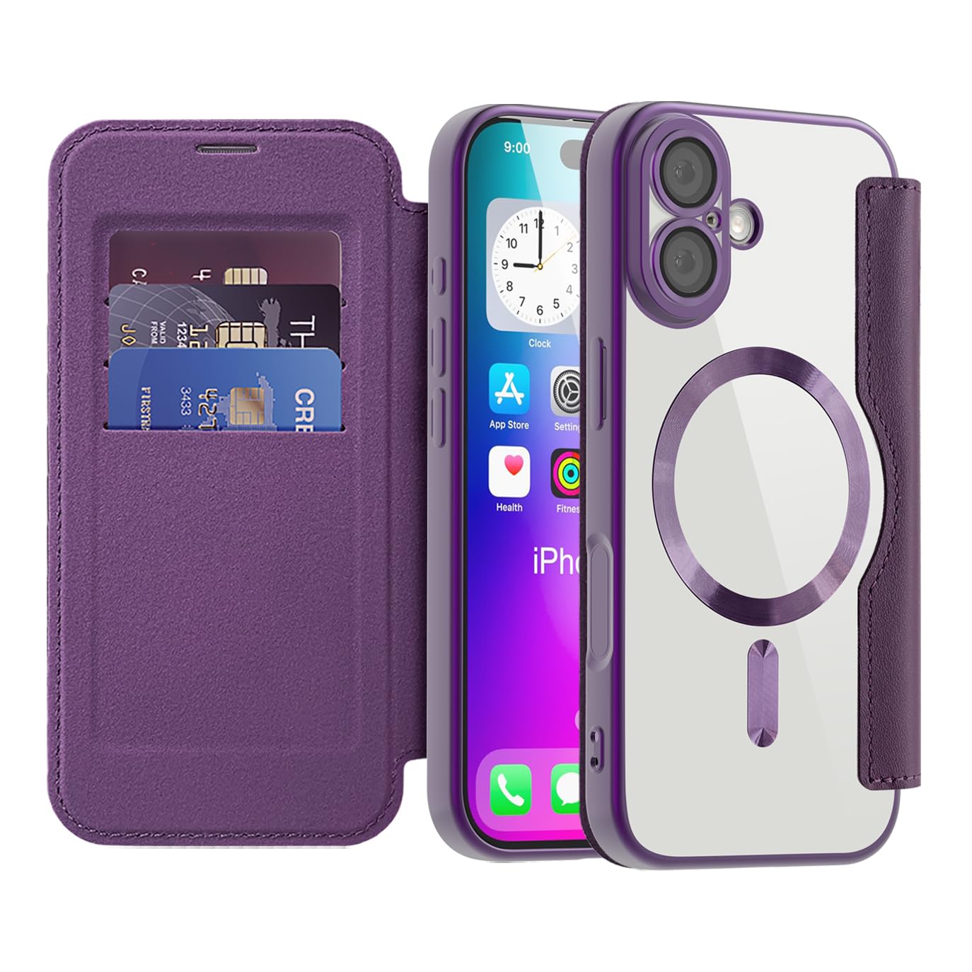 Custodia Magnetica Per IPhone 12 Pro Max Con Blocco RFID E Portacarte – Compatibile Con MagSafe, Trasparente, Antigraffio