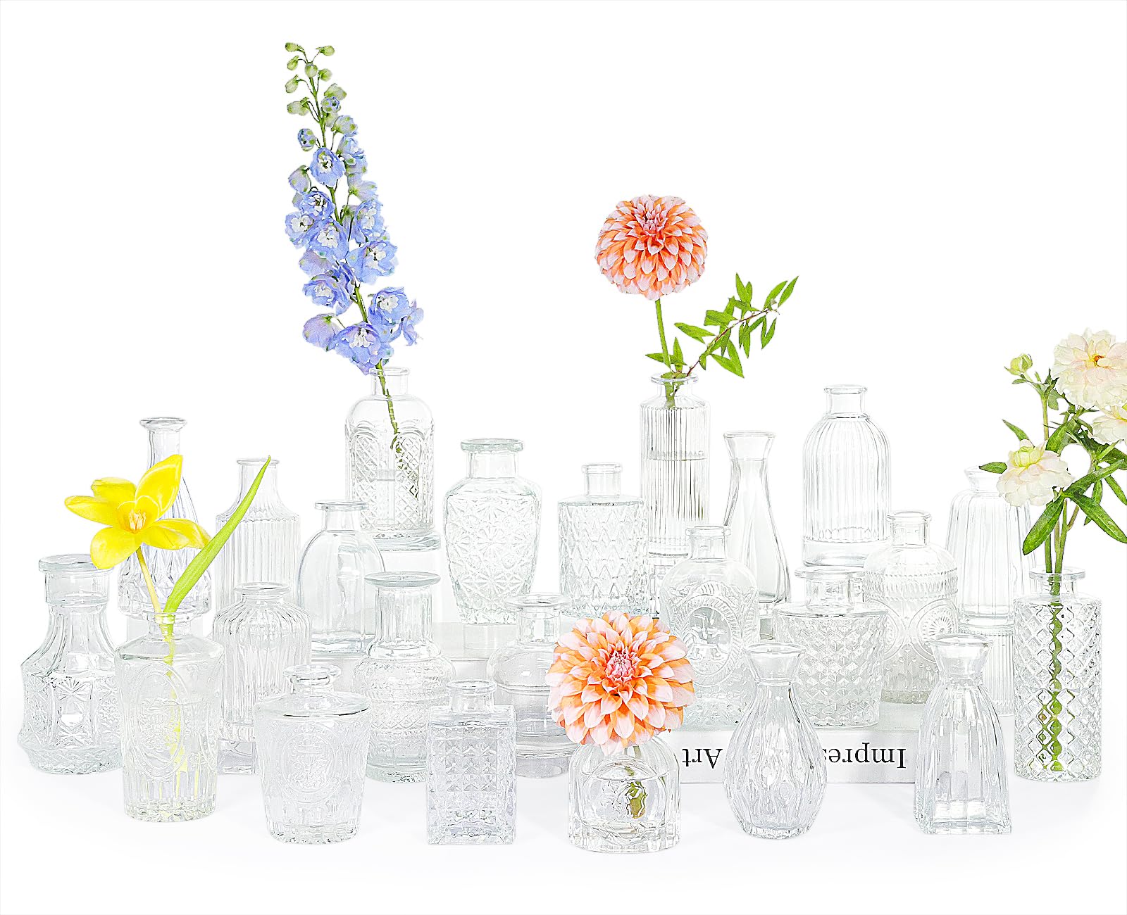 Photo 1 of SUPMIND 24pcs Glass Bud Vase Set, Small Clear Flower Vases for Centerpieces in Bulk, Mini Vintage Vase for Wedding, Home,Table Decoration