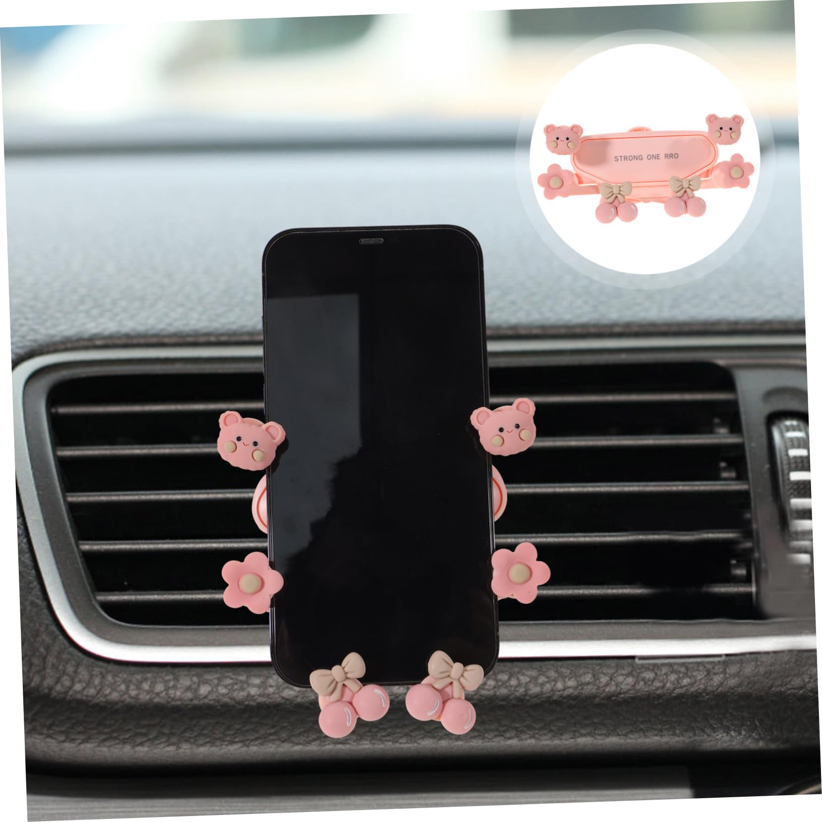 Mikikit 5pezzi Supporto Per Smartphone Da Auto Con Clip Per Bocchetta Design Pratico e Sicuro Facile Da Installare e Rimuovere Compatibile Con Tutti Modelli Di Telefono Orsetto