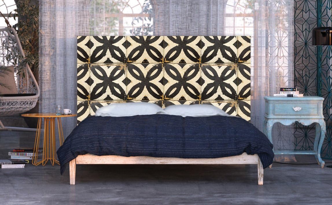 Tiles BW Custom Slipcover Fabric Headboard - Full Bed