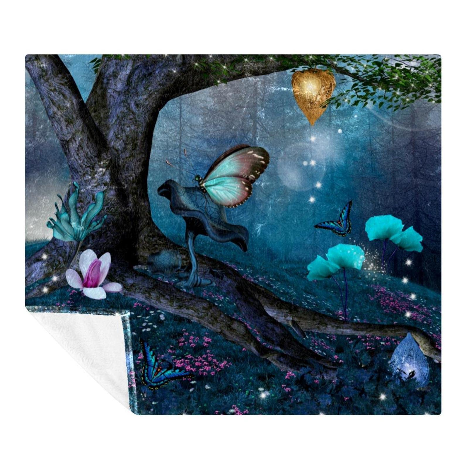 Couverture polaire forêt bleue douce pour vos soirées cocooning canapé