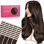 WENNALIFE Tape in Hair Extensions Human Hair, 40pcs 60g 10 inch Chocolate Brown Hair Extensions Real Human Hair Straight Tape in Extensions Invisible Human Hair Extensions Reusable Real Hair Extension