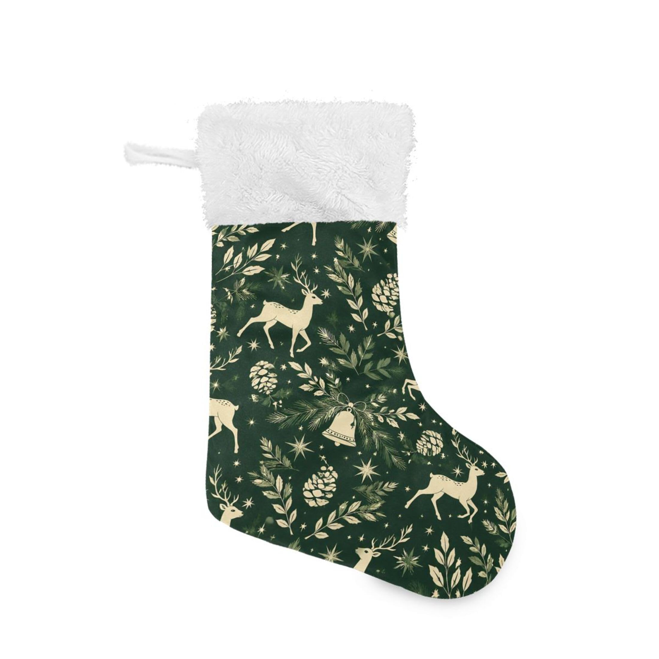 Fuauuyl Reindeers Christmas Stocking 18 In Xmas Hanging Stocking with Plush Cuff for Family Holiday Party Fireplace Decorations, 2 Pack