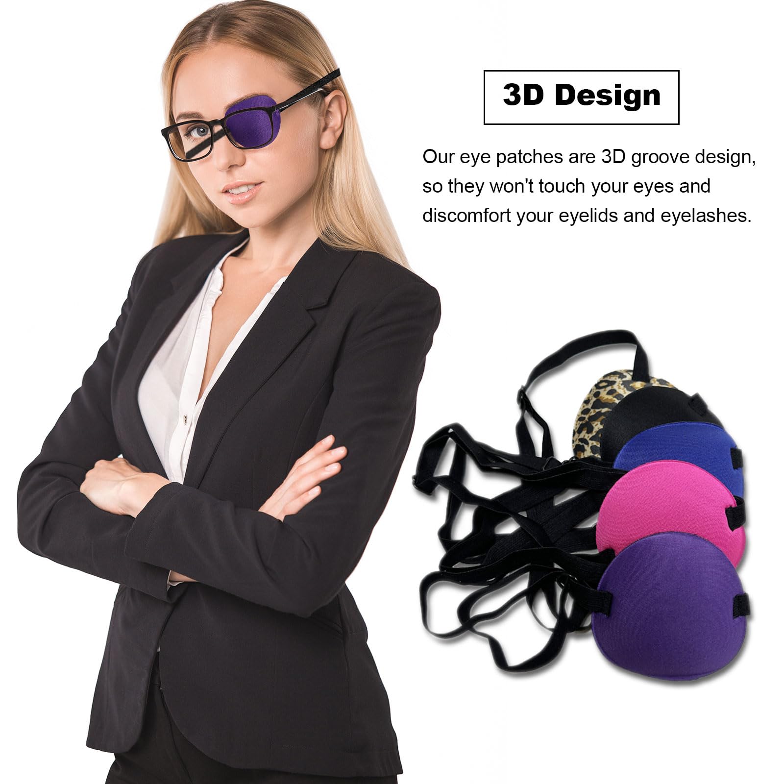 UILYNIU 8pz Toppe Oculari, Benda Occhio Maschera per Occhio Singolo,Toppe Oculari Confortevoli Maschera Oculare Singola Regolabile Occhio,Strabismo Bende per Occhi Pigri per Adulti Bambini (8 colori)