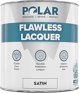 Polar Clear Lacquer Paint - 1 Litre | Satin Finish | Quick Drying & Durable Lacquer for Wood, Plastic, Metal, Concrete, Glass & Ceramics | Water Resistant Coating for Interior & Exterior Surfaces