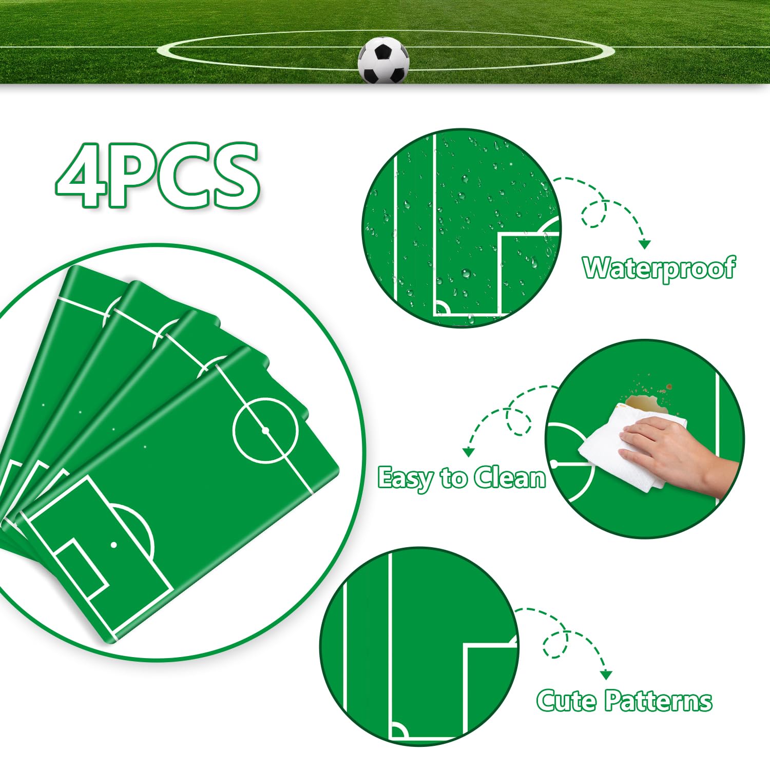 PIXHOTUL 4 Pieces Soccer Tablecloths, Soccer Party Table Covers Plastic Disposable...