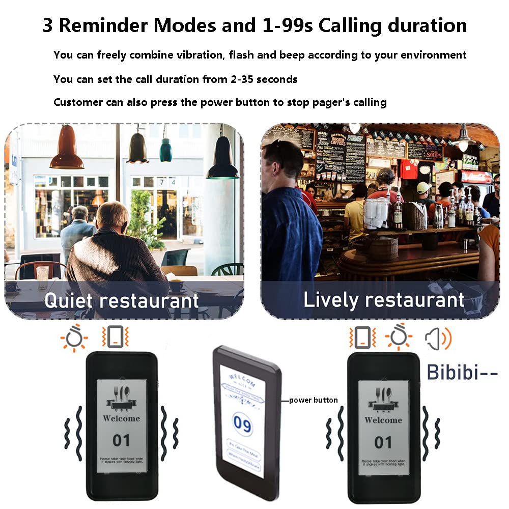 Servidor de localizadores para restaurantes, Sistema Buscapersonas Inalámbrico 300m 3 Alertas 16 Buscapersonas Teclado Táctil Multicolor(Claret)