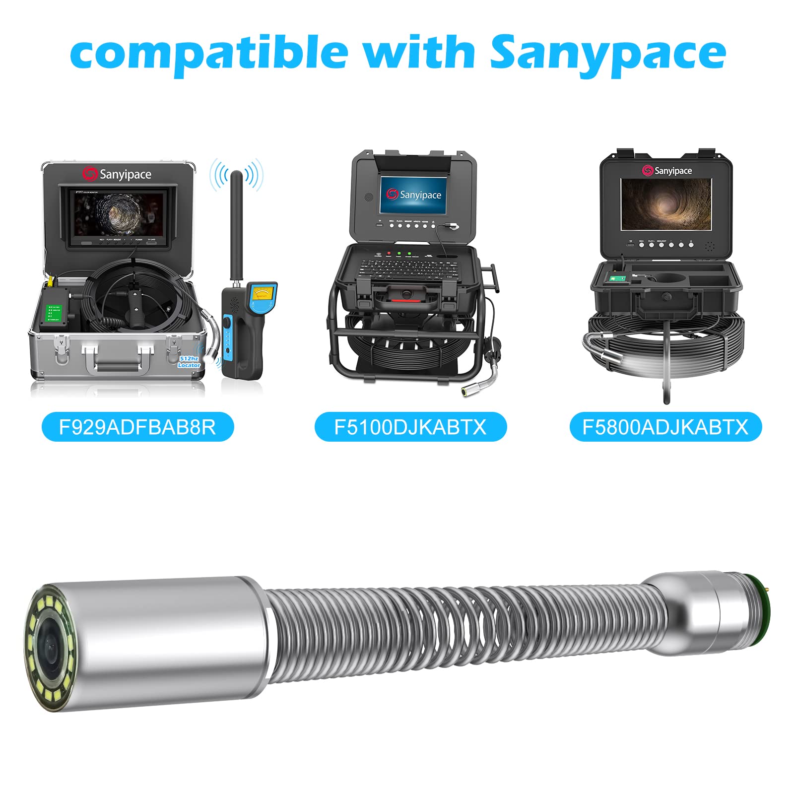 Pieza de repuesto para cámara HD con transmisor de 512 Hz e imagen autocompensable solo para Sanyipace Rohrinspektionskamera Modelo Nº F929ADFBAG8R, F5100DJKABTX, F5800ADJKABTX