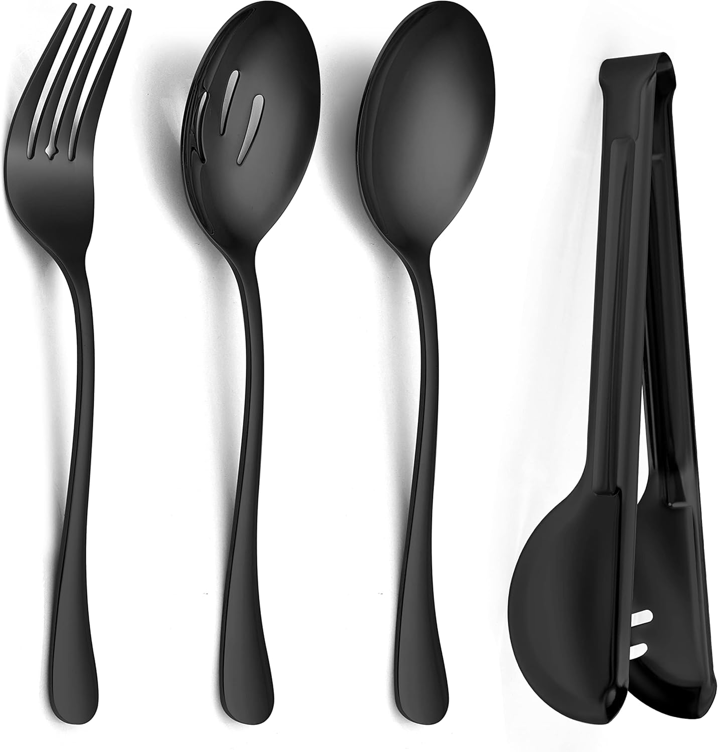Large Black Serving Utensils Set of 8, Efar Stainless
