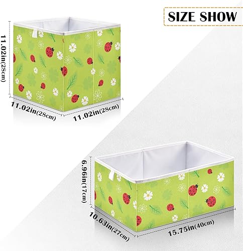 Miniatura 6 de Beetles Ladybugs - Cubos de almacenamiento plegables de tela con asas, organizador cuadrado para armario, forro impermeable para estantes, gabinete,