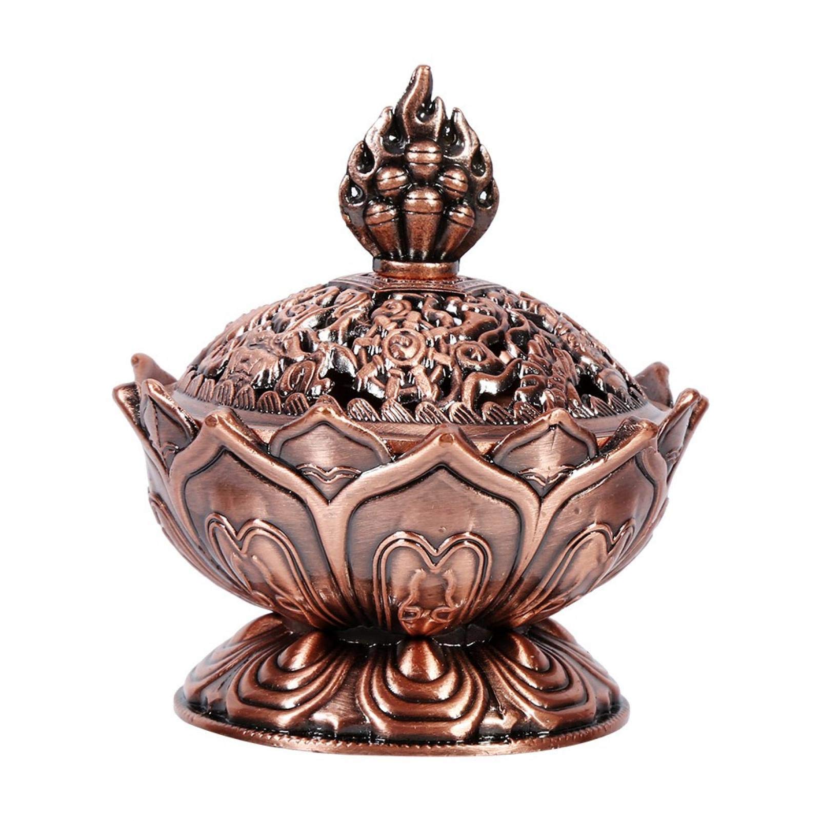 Vintage Backflow Burner,Vintage Retro Incense Burner Incense Smoke Burner Holder Kiln Stove Backflow(Red bronze)