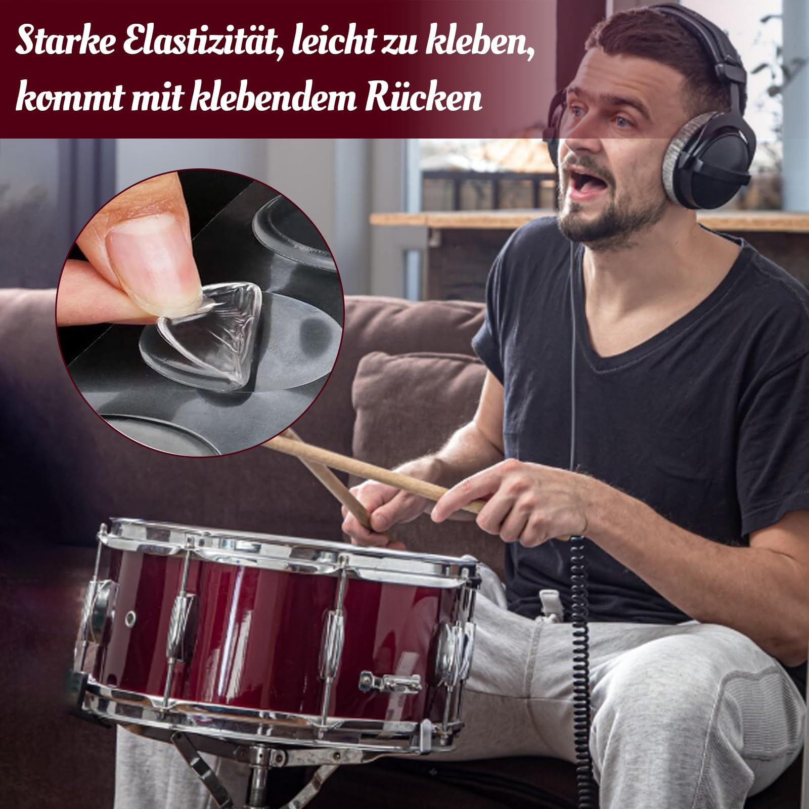 22 Stück Trommel Dämpfer Gele, Transparente Silikon-Gel-Pads Für Trommeln, Selbstklebende Weiche Silikon-Trommel-Schalldämpfer-Pads, Ovale Und Lange Streifen