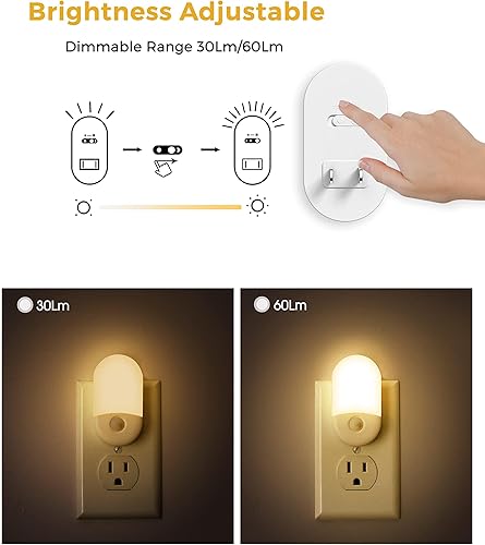 Miniatura 3 de L LOHAS LED Luz nocturna con sensor de movimiento, luz nocturna activada por movimiento, paquete de 4 unidades, 3000 K blanco cálido, luces