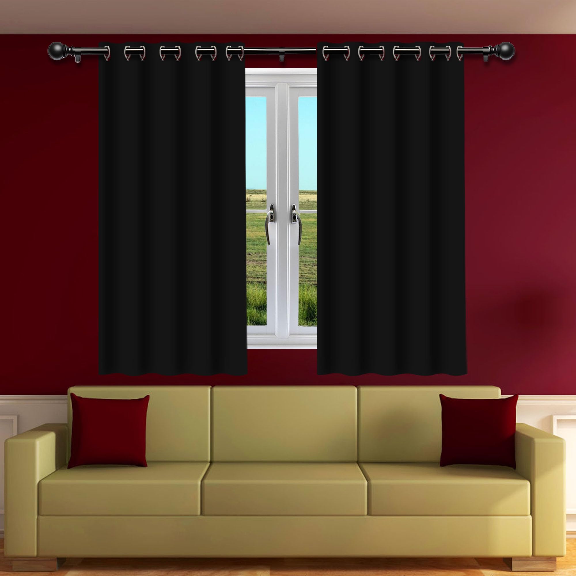 Rideau occultant thermique noir 140x198 cm pour isolation maison