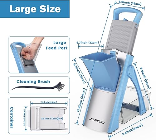 Miniatura 4 de Cortadora de mandolina todo en 1 versión actualizada 2025 para cocina y rebanadora de mandolina ajustable. Cuchilla desmontable, corte en rodajas,