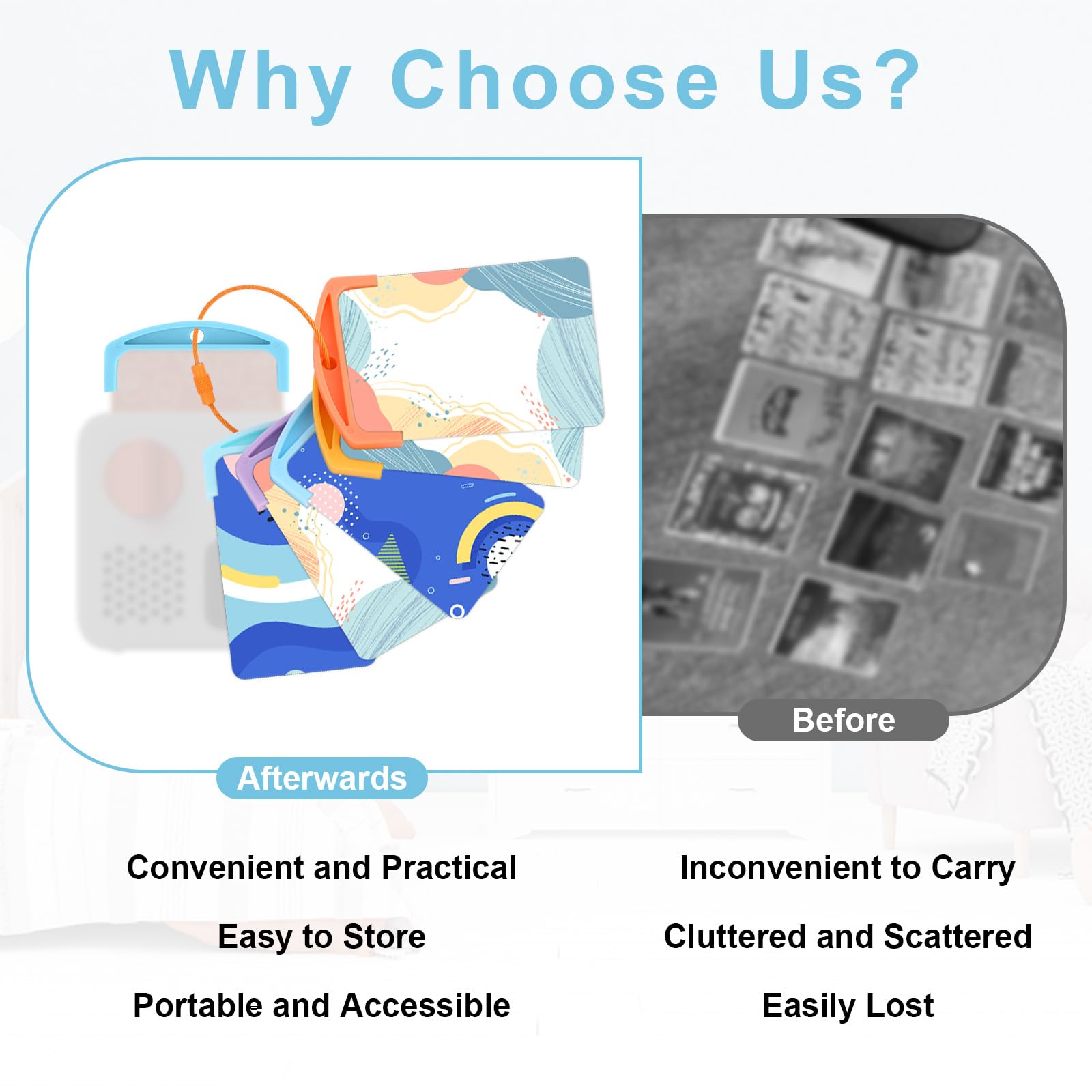 15pcs Card Holder Organizer for Yoto, Reusable Plastic Card Sleeves with 15 Stainless Steel Ring Loops Practical Travel Carrier for Yoto Player Cards Storage Accessories - 4