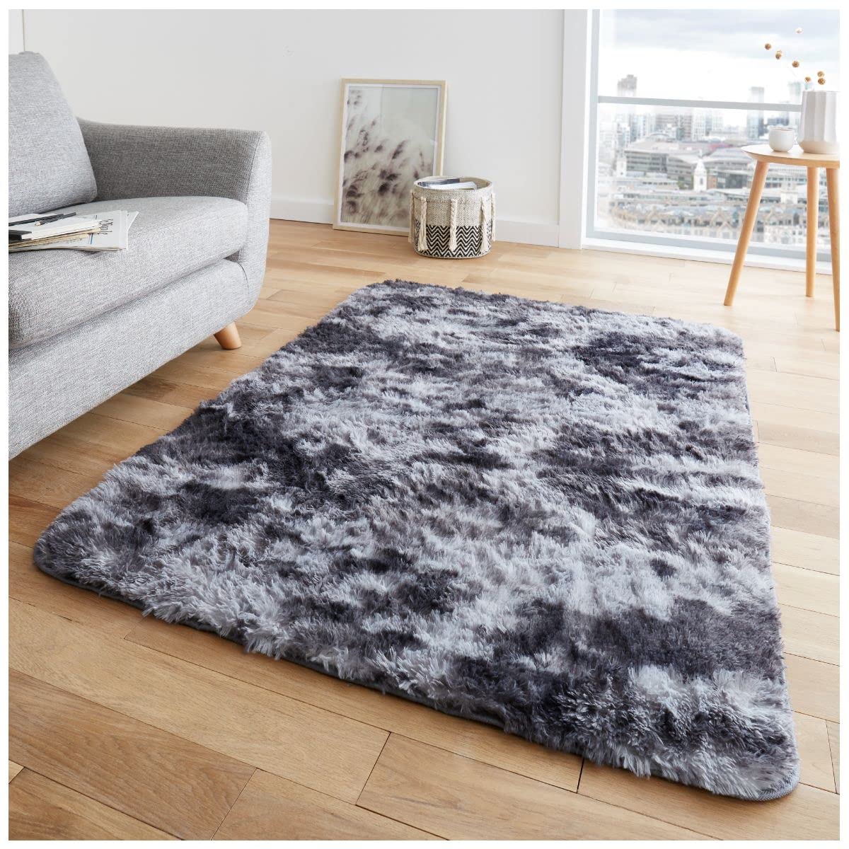 GC GAVENO CAVAILIA Hug Snug Marble Rug, Charcoal, 60X110 cm