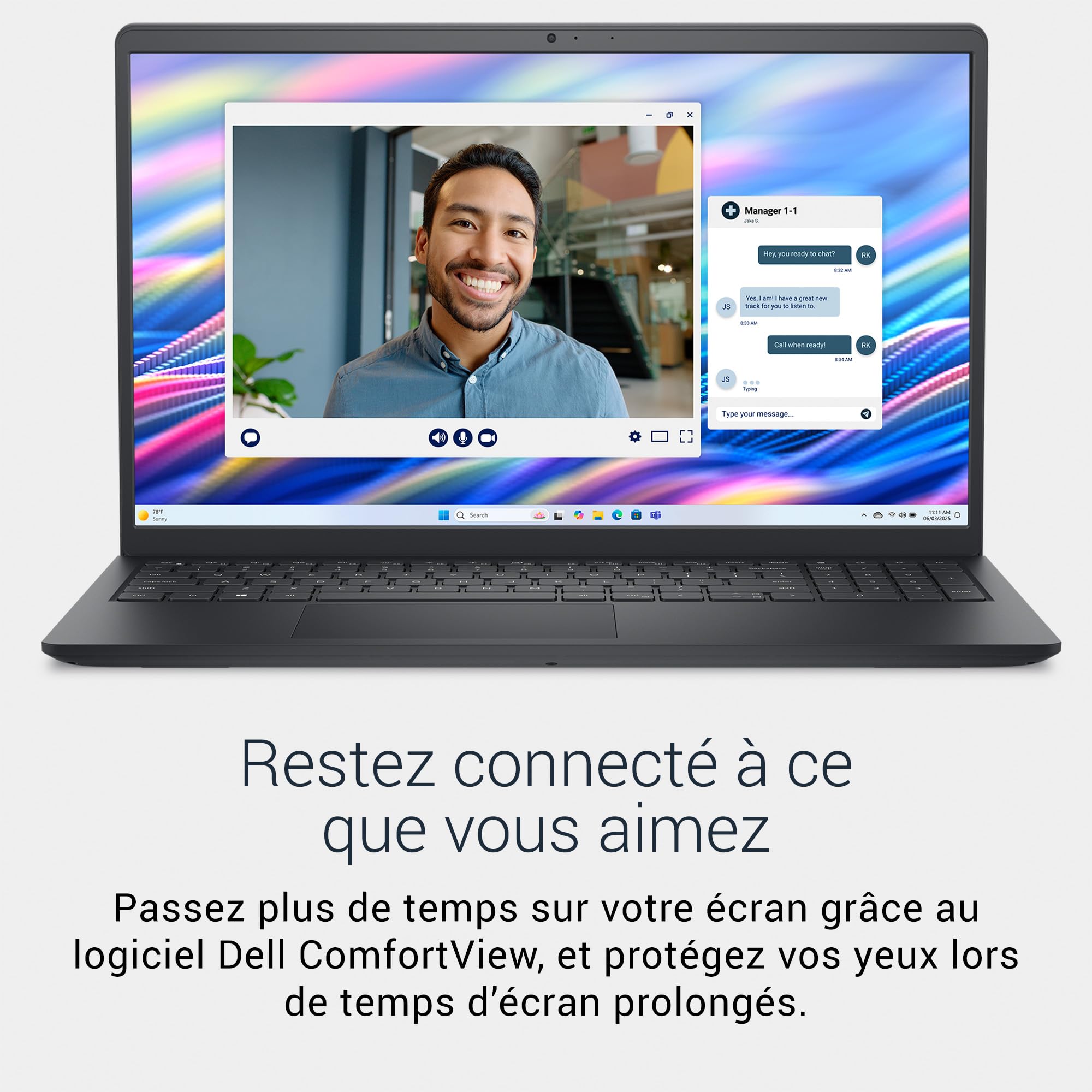 Dell 15 PC Portable DC15250, écran 15,6 po FHD 120Hz antireflet, Intel Core i5-1334U, 16 Go RAM, 512 Go SSD, Intel UHD, Windows 11 Home, Clavier AZERTY, Carbon Black (Chargeur Vendu séparément)