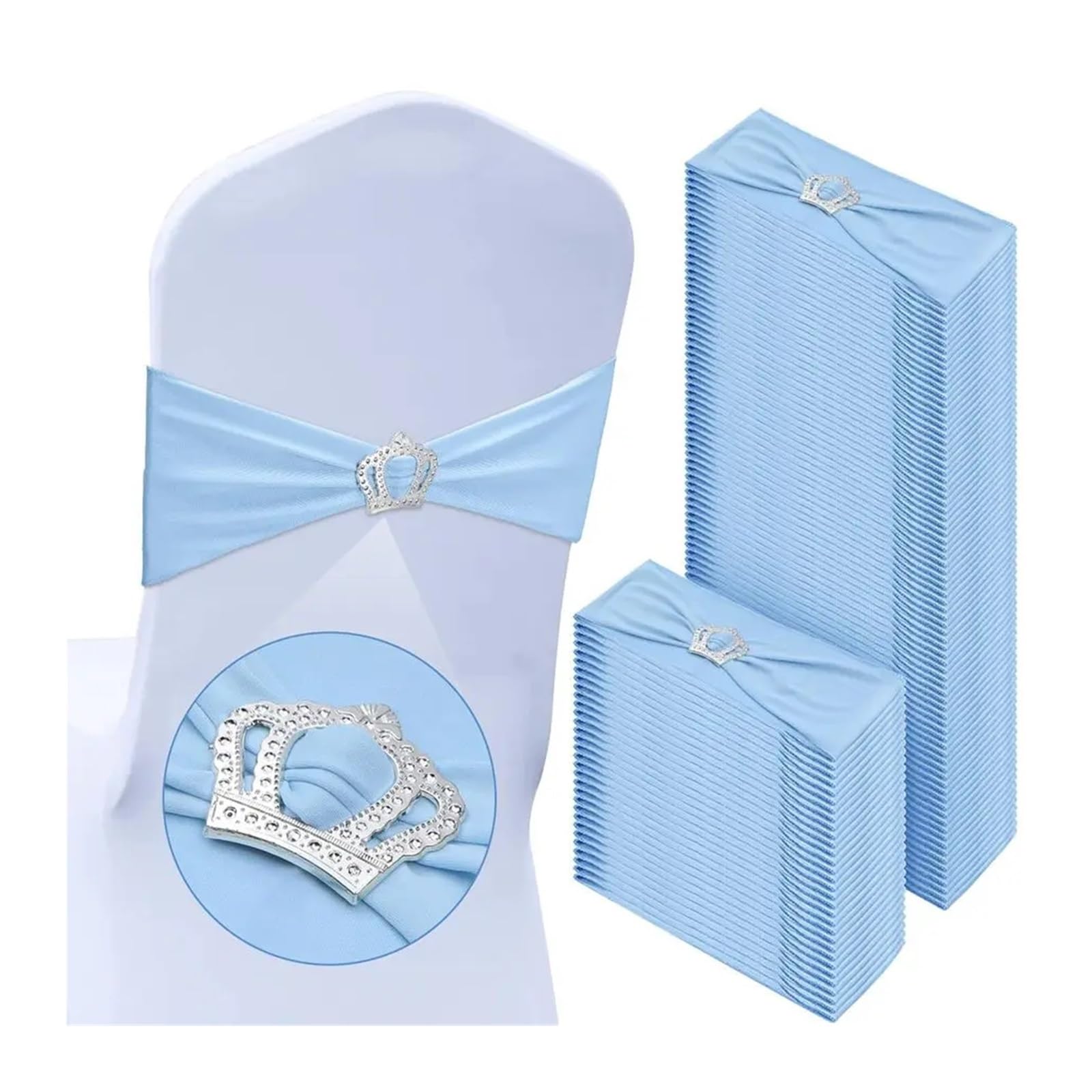 Ceinturages de chaise de mariage haut de gamme avec boucle couronne dorée