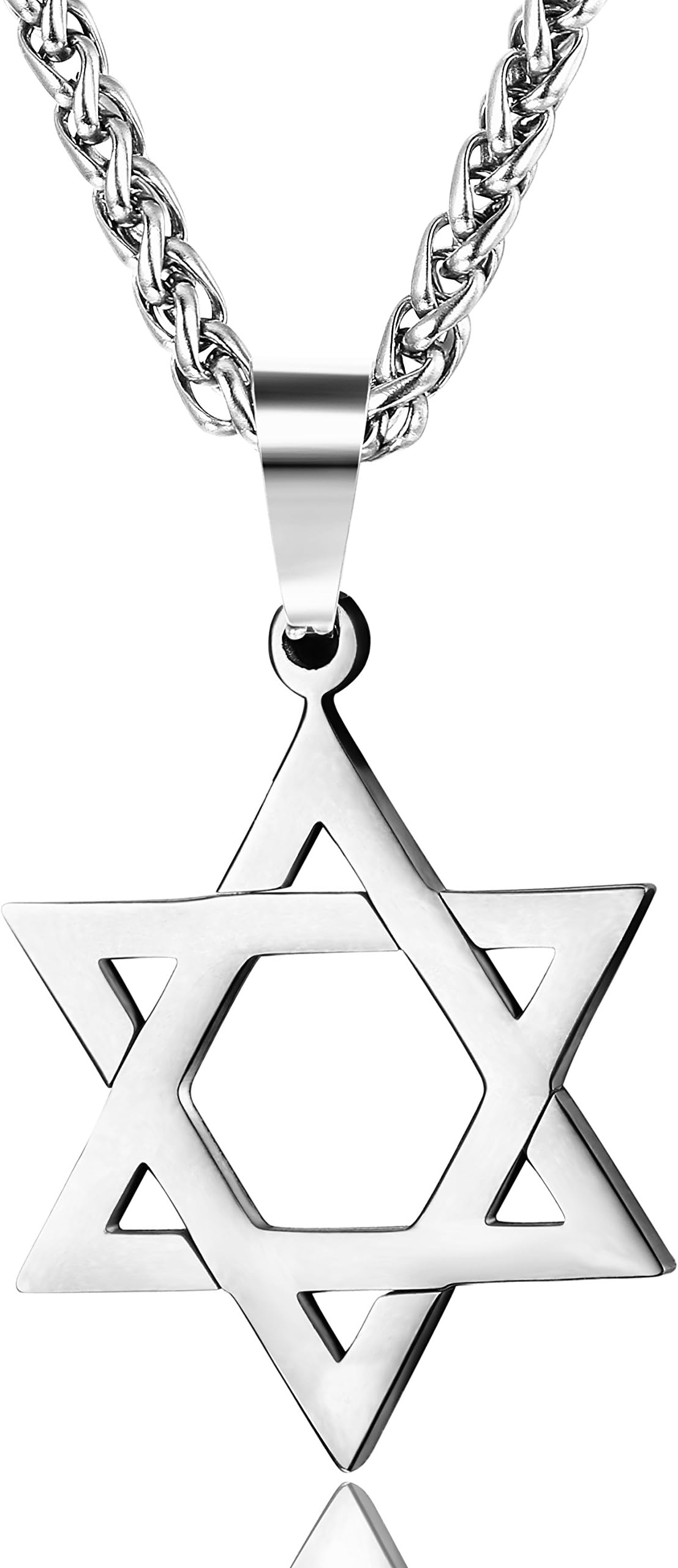 Udalyn Star of David Pendant Necklace Stainless Steel Jewish Jewelry for Men Women Religious 20"